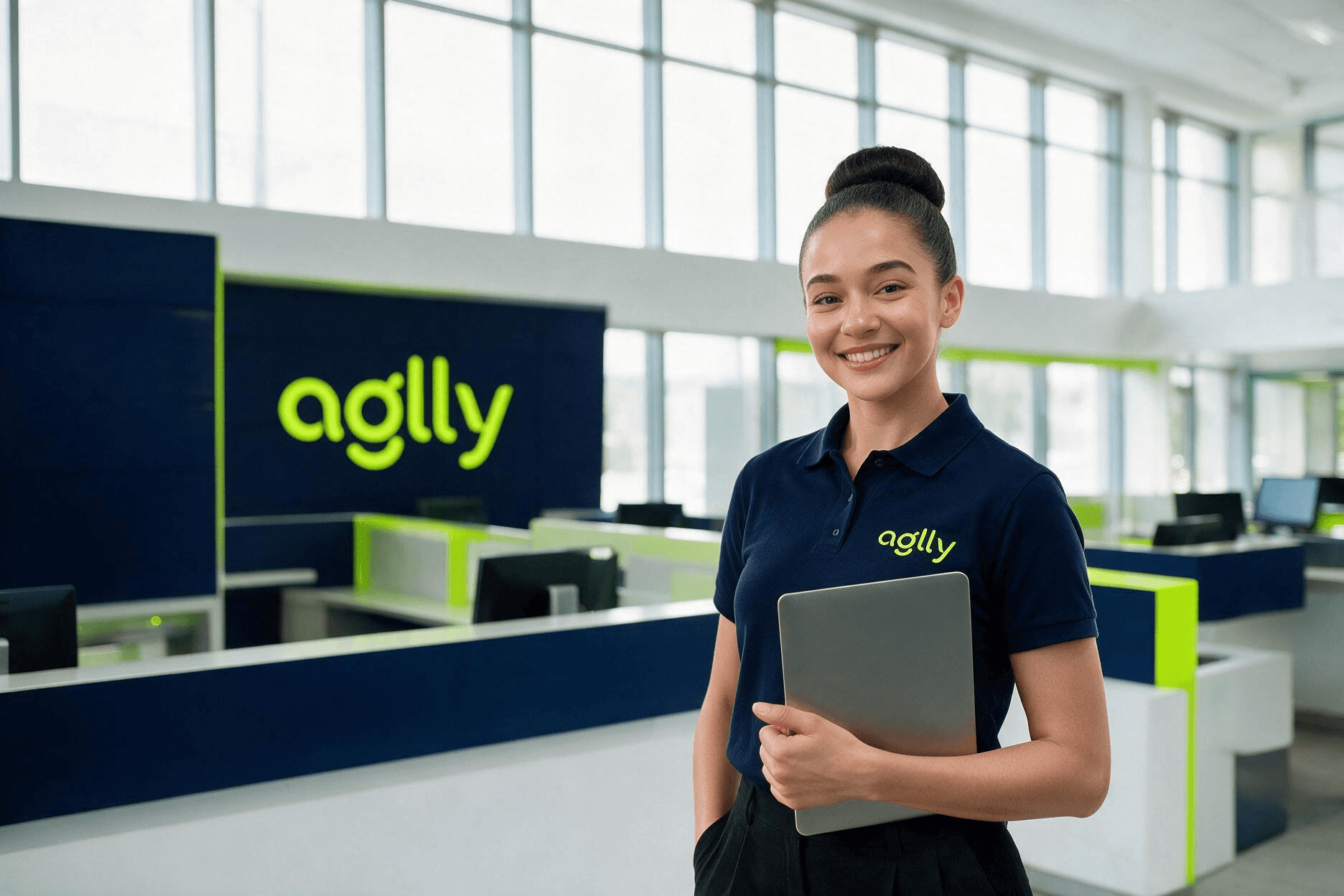 Profissional da aglly em um ambiente de trabalho moderno